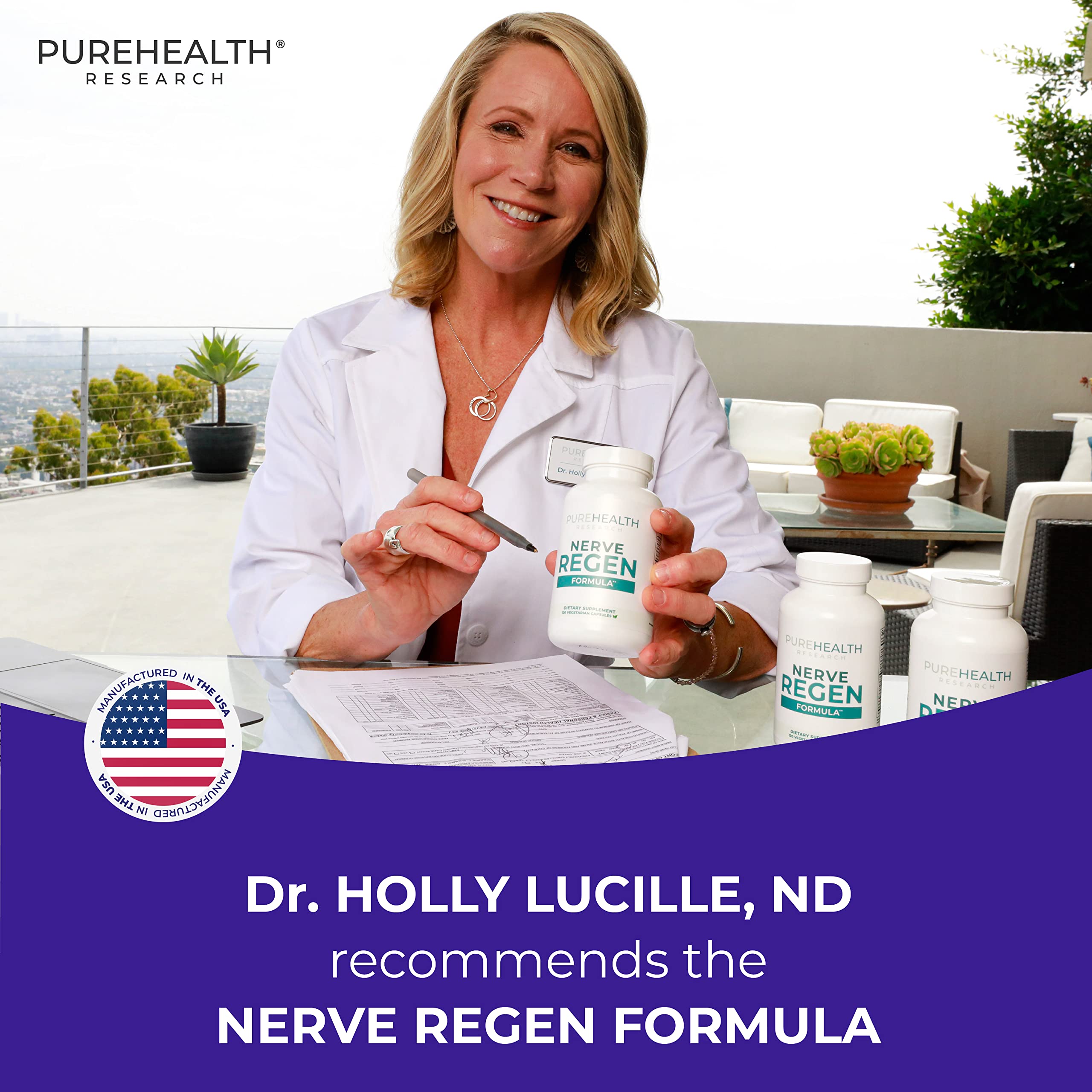 PureHealth Research Nerve Regen capsules arranged for visual appeal.