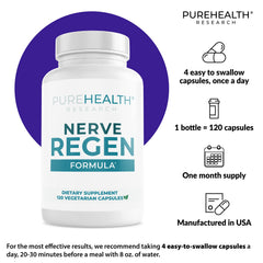 PureHealth Research Nerve Regen ingredients panel showcases benfotiamine and passion flower.