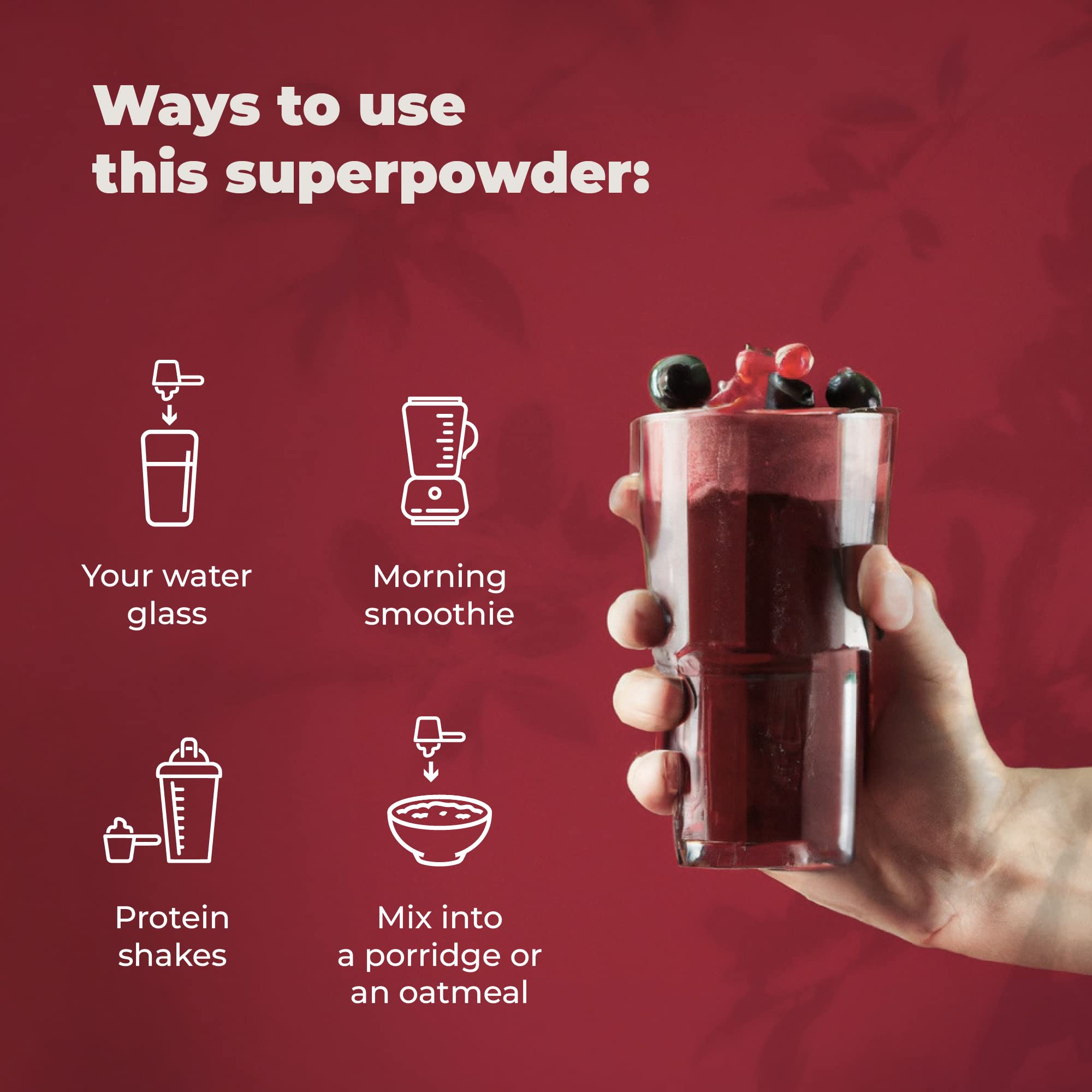 PUREHEALTH RESEARCH Reds beetroot power shot displays vibrant color and energy potential.