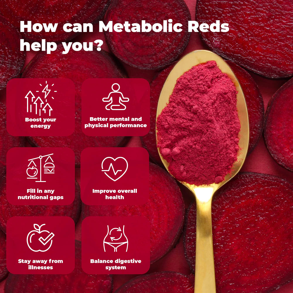 PUREHEALTH RESEARCH Reds powder dissolving in water shows smooth berry flavor.