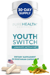 PureHealth Research Youth Switch bottle with capsules for daily longevity support