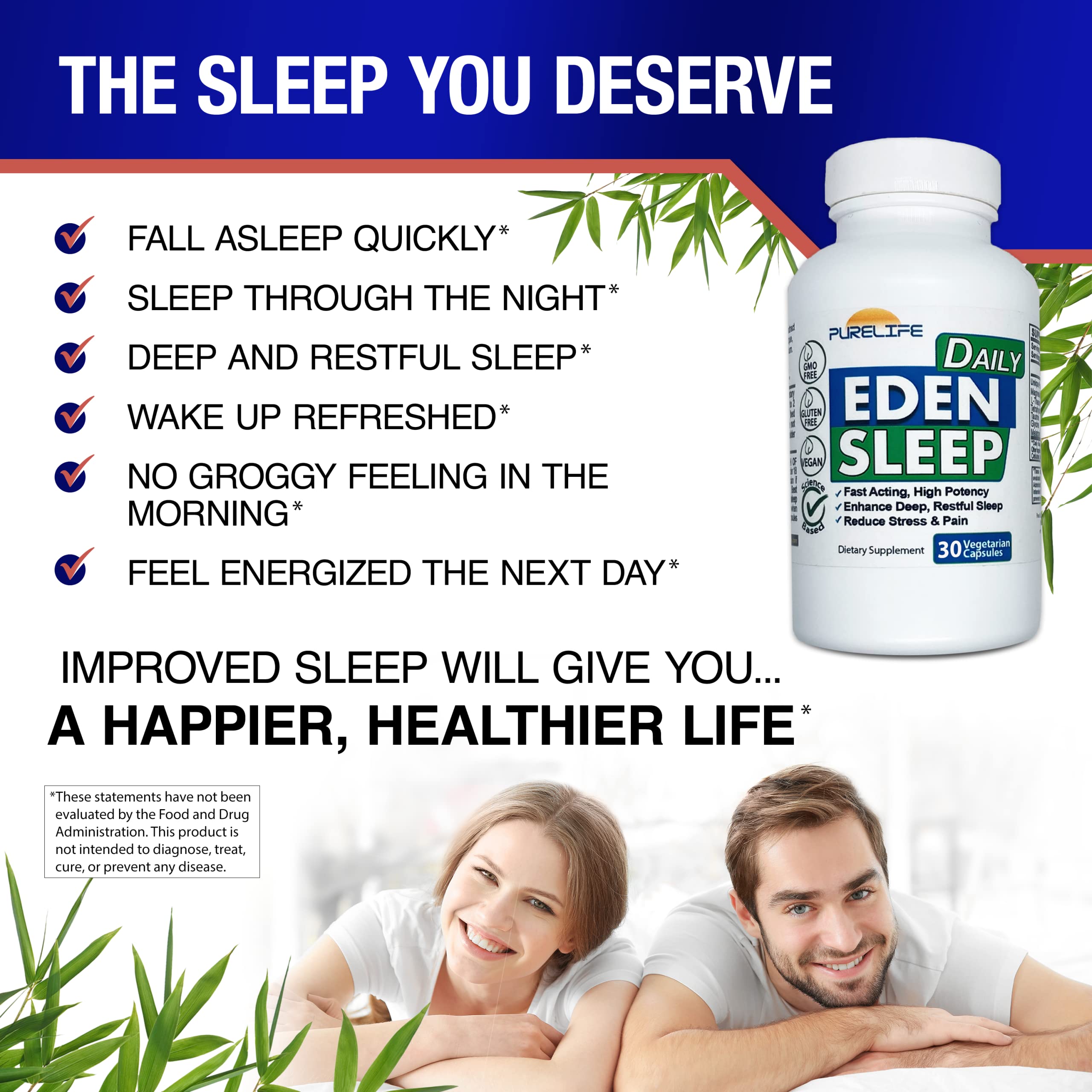 PureLife Eden capsules beside an eye mask for a soothing evening ritual.
