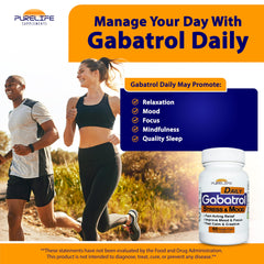 PureLife Gabatrol Daily bottle pour demonstrates quick stress relief on the go.