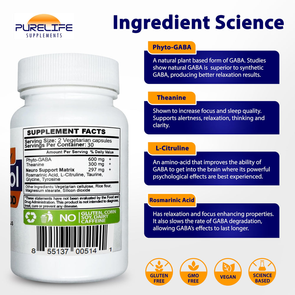 PureLife Gabatrol Daily on a desk scene suggests daytime calm for focused work.