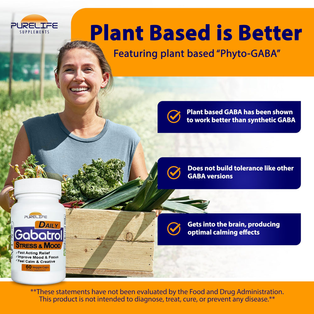 PureLife Gabatrol Daily ingredients label signals vegan, clean formulation for mindful daily use.