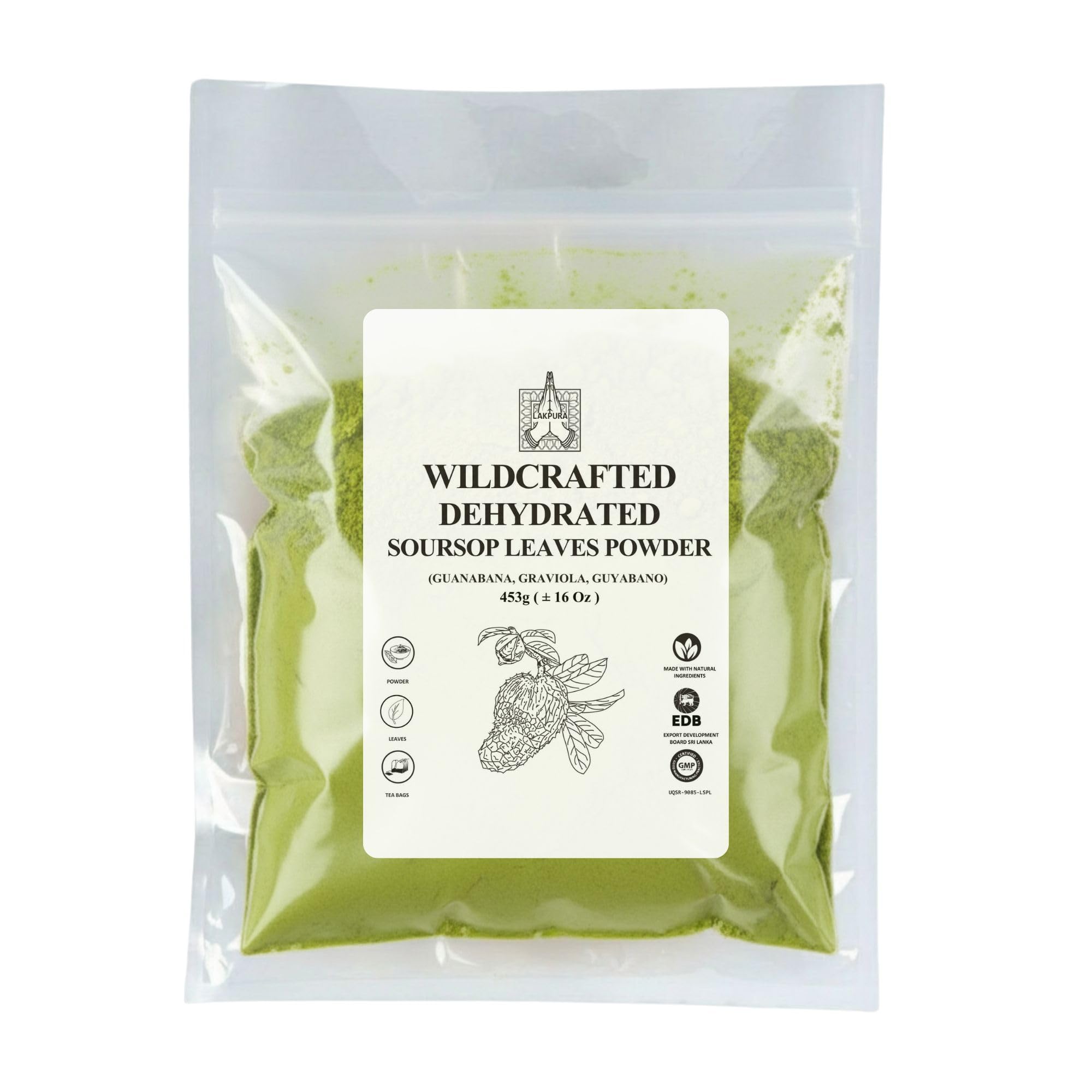 Purelife Herbs Graviola soursop leaves powder jar, organic and pure for daily herbal routines.