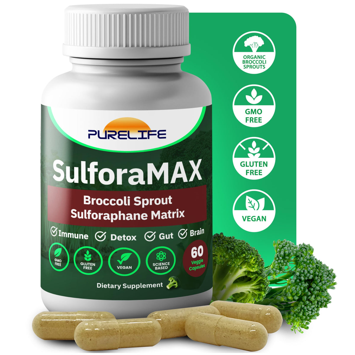 PureLife SulforaMAX bottle front view for daily immune support