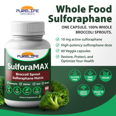 Open PureLife SulforaMAX bottle with capsules visible