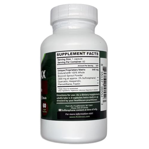 PureLife SulforaMAX bottle beside glass of water