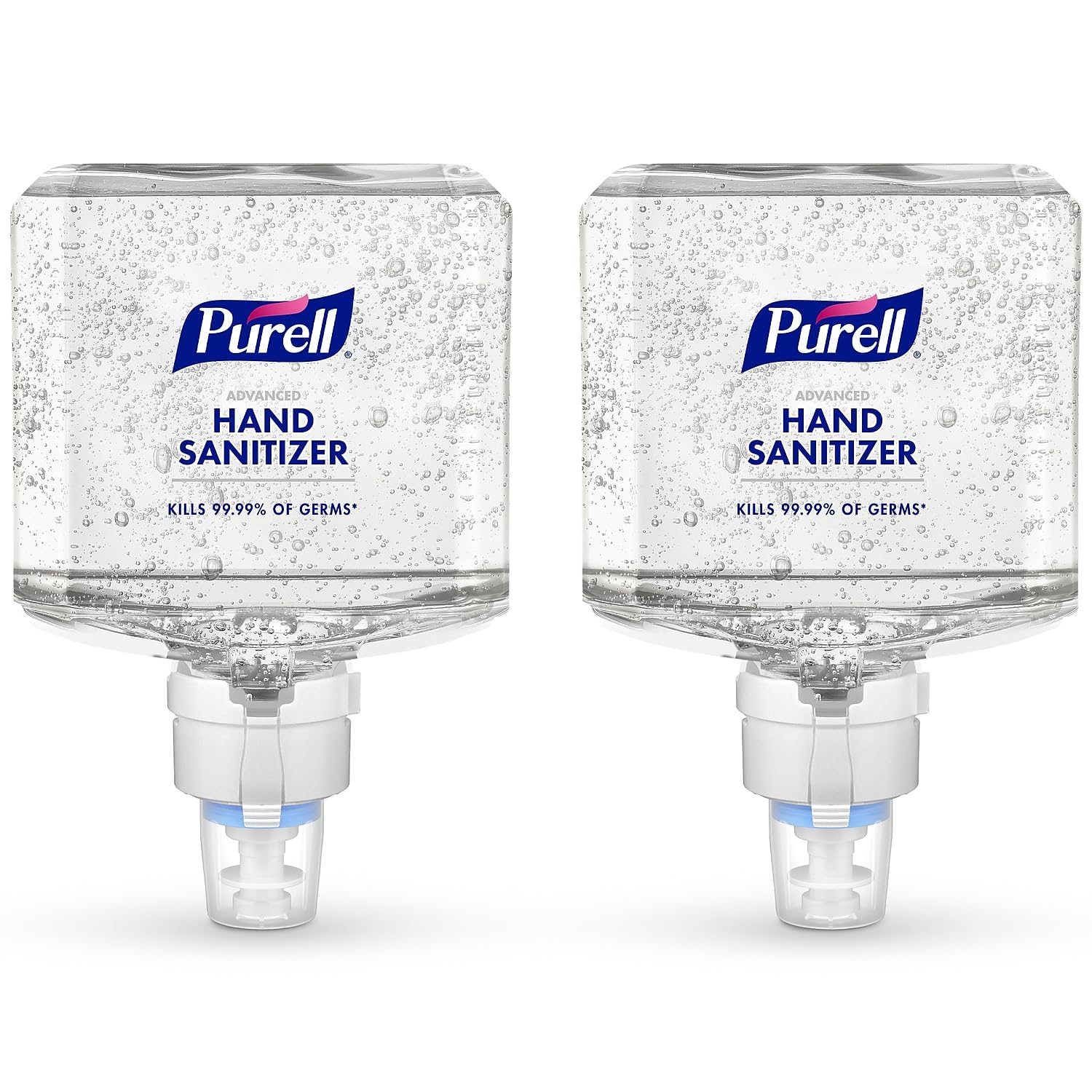 Purell Advanced Hand Sanitizer Gel 1200ml refill pour shows easy dispensing and fresh scent.