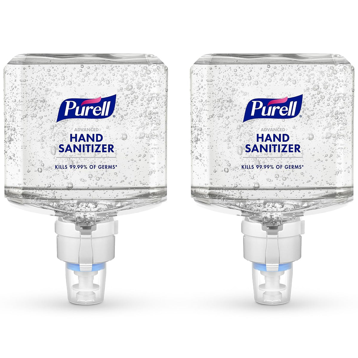 Purell Advanced Hand Sanitizer Gel 1200ml refill pour shows easy dispensing and fresh scent.