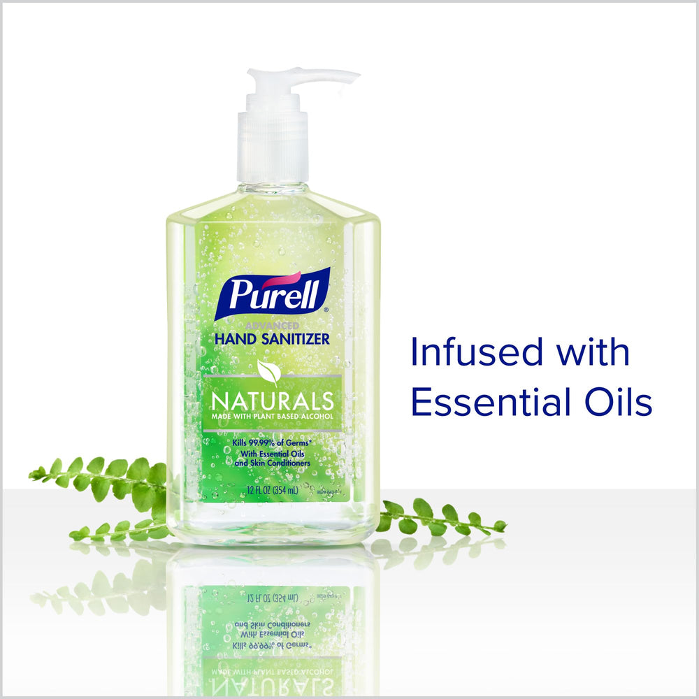 Purell Advanced Naturals bottle shows conditioning oils for softer skin.