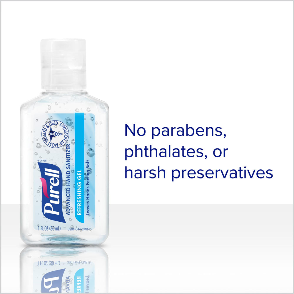 Purell Advanced Hand Sanitizer Refreshing Gel backpack-friendly bottle.