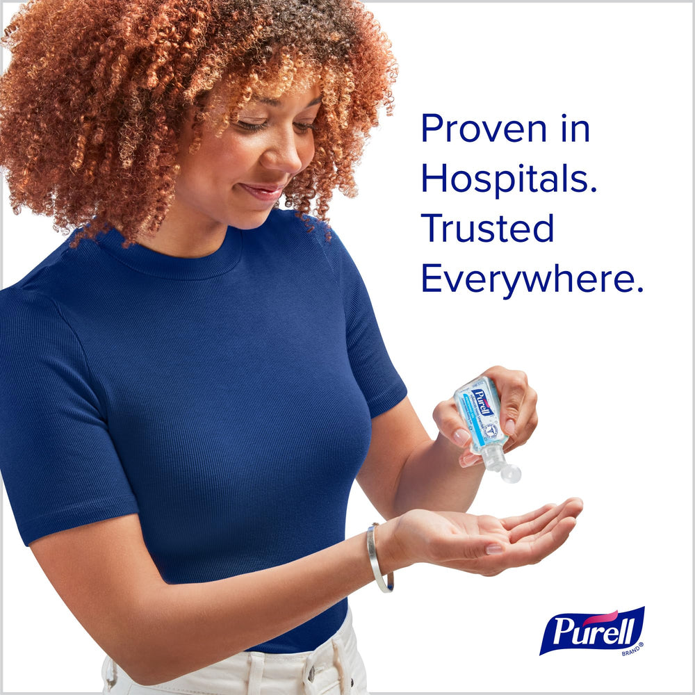 Purell Advanced Hand Sanitizer Refreshing Gel purse-sized bottle for travel.