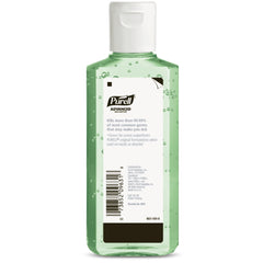 Close view of Purell bottle showing fast evaporating formula