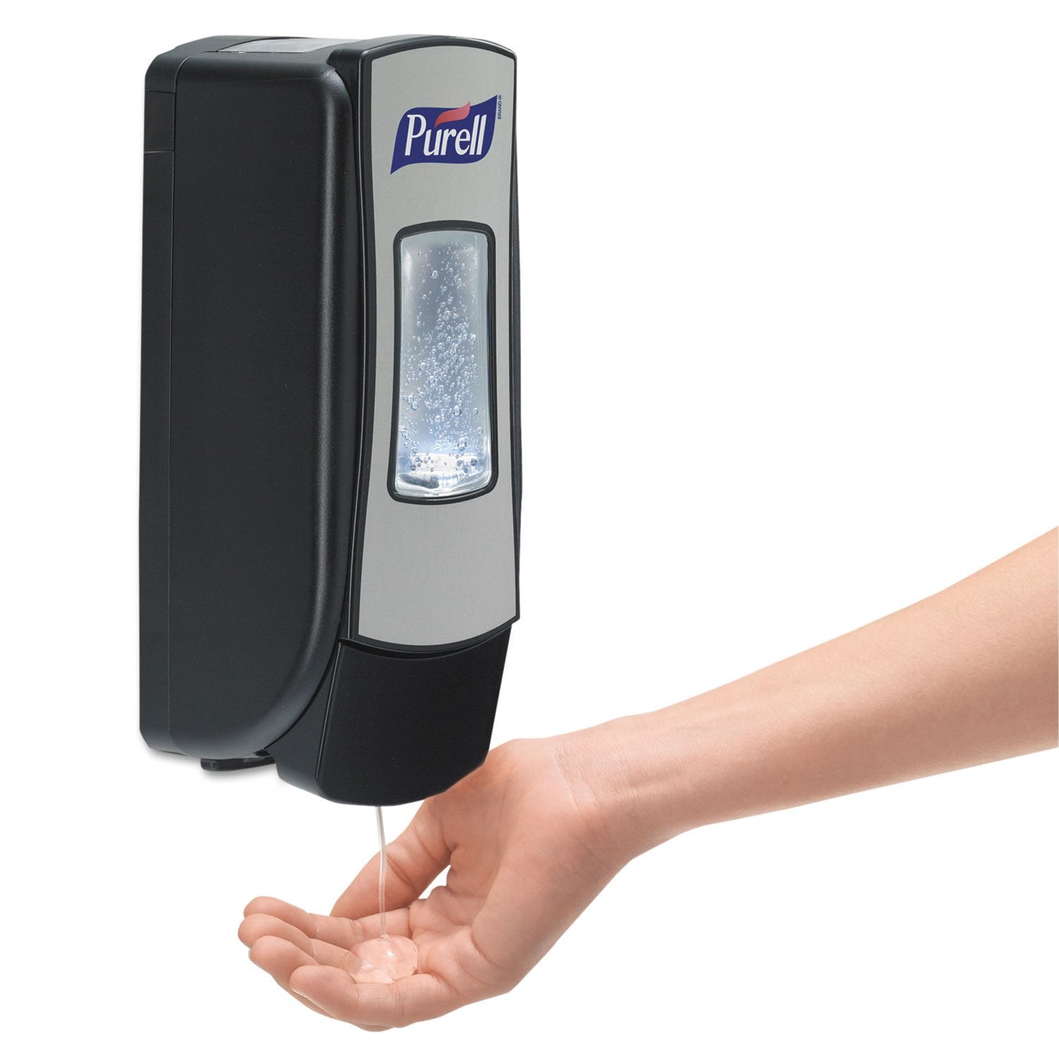PURELL ADX-7 dispenser with refill pack ready for use