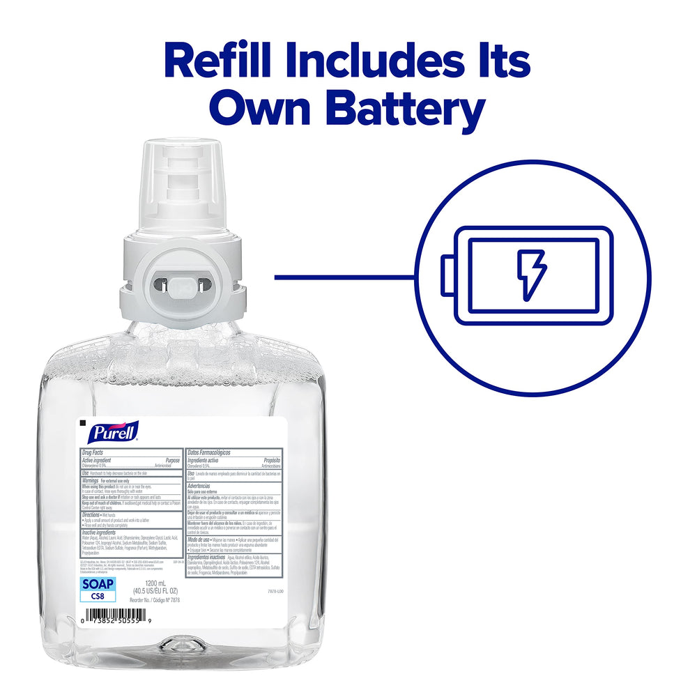 Purell refill highlights Energy-on-the-Refill technology to simplify maintenance.