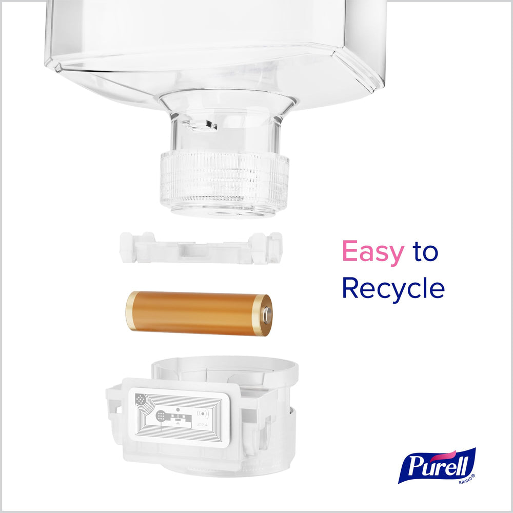 Purell ES10 dispenser in action delivering foamed sanitizer quietly.