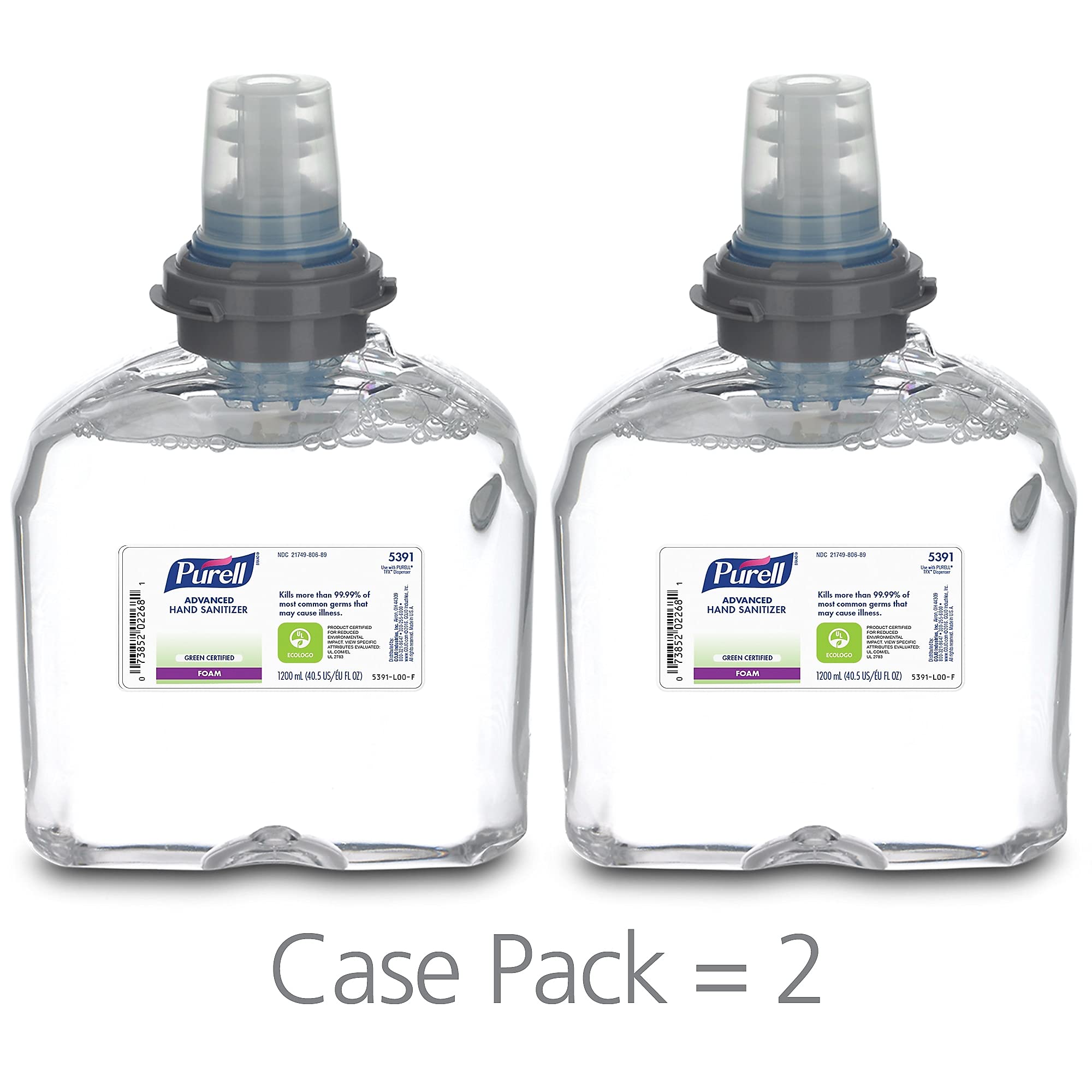 Purell foaming sanitizer refill pack 2ct with durable bottles and efficient dosing.