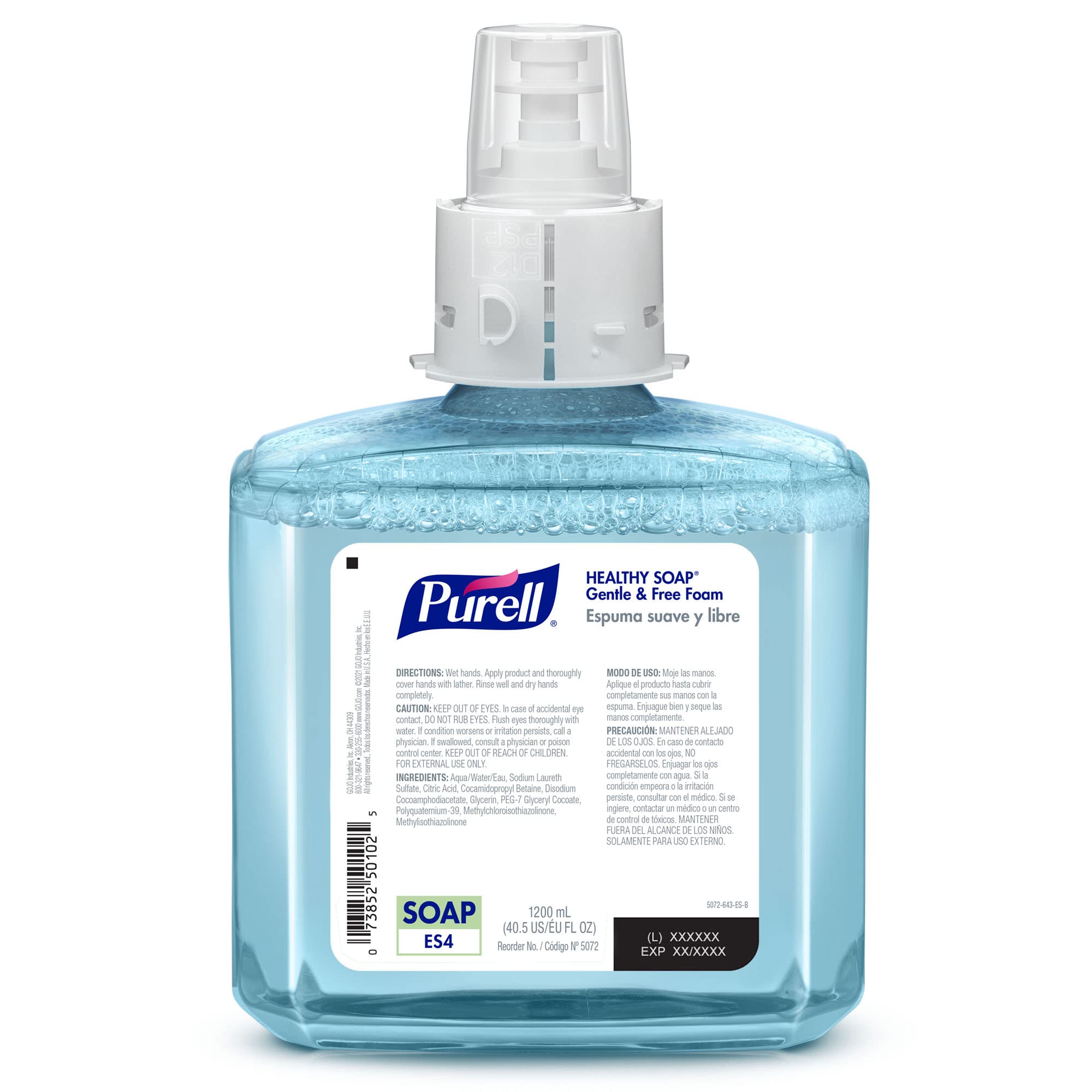 Purell ES4 dispenser-compatible refill close-up showing easy integration with ES4 unit