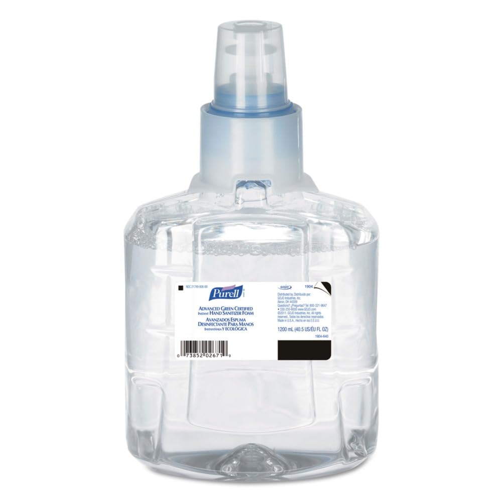 Purell LTX-12 foam refill bottle with clear packaging for easy fill-level checks.