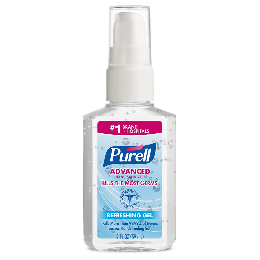 Travel-size 2oz Purell bottle for easy carry anywhere.