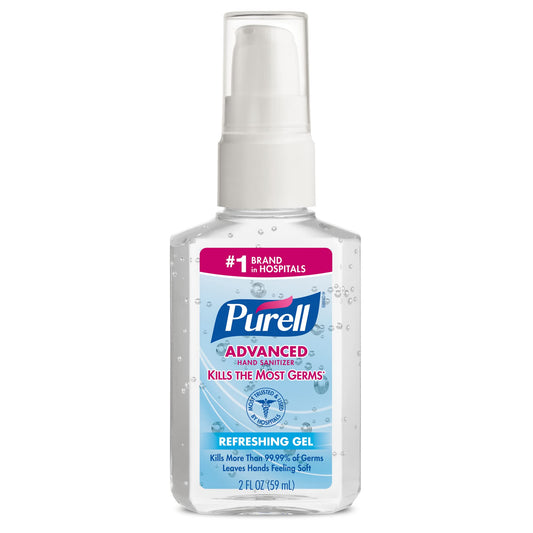 Travel-size 2oz Purell bottle for easy carry anywhere.