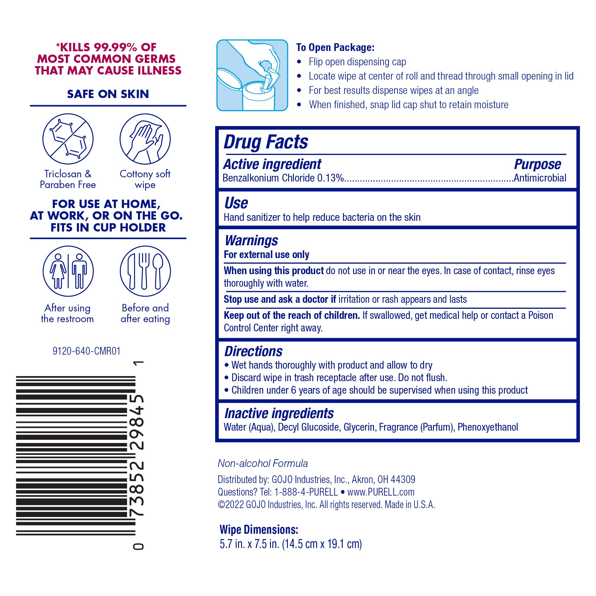 On-the-go cleanup with portable Purell wipes for car or bag.