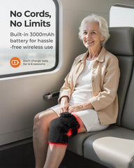 Purella knee wrap touch-screen control enables easy session adjustments.