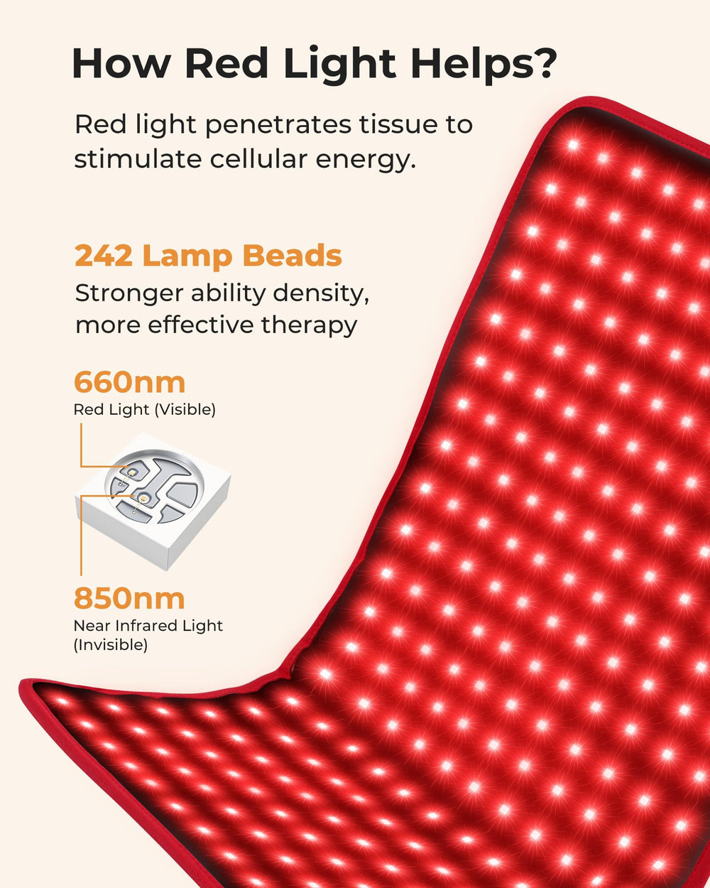 Purella red light therapy mat controller in hand for easy mode selection