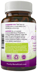 PURELY beneficial RESVERATROL1450 capsules close-up for easy-to-swallow daily intake