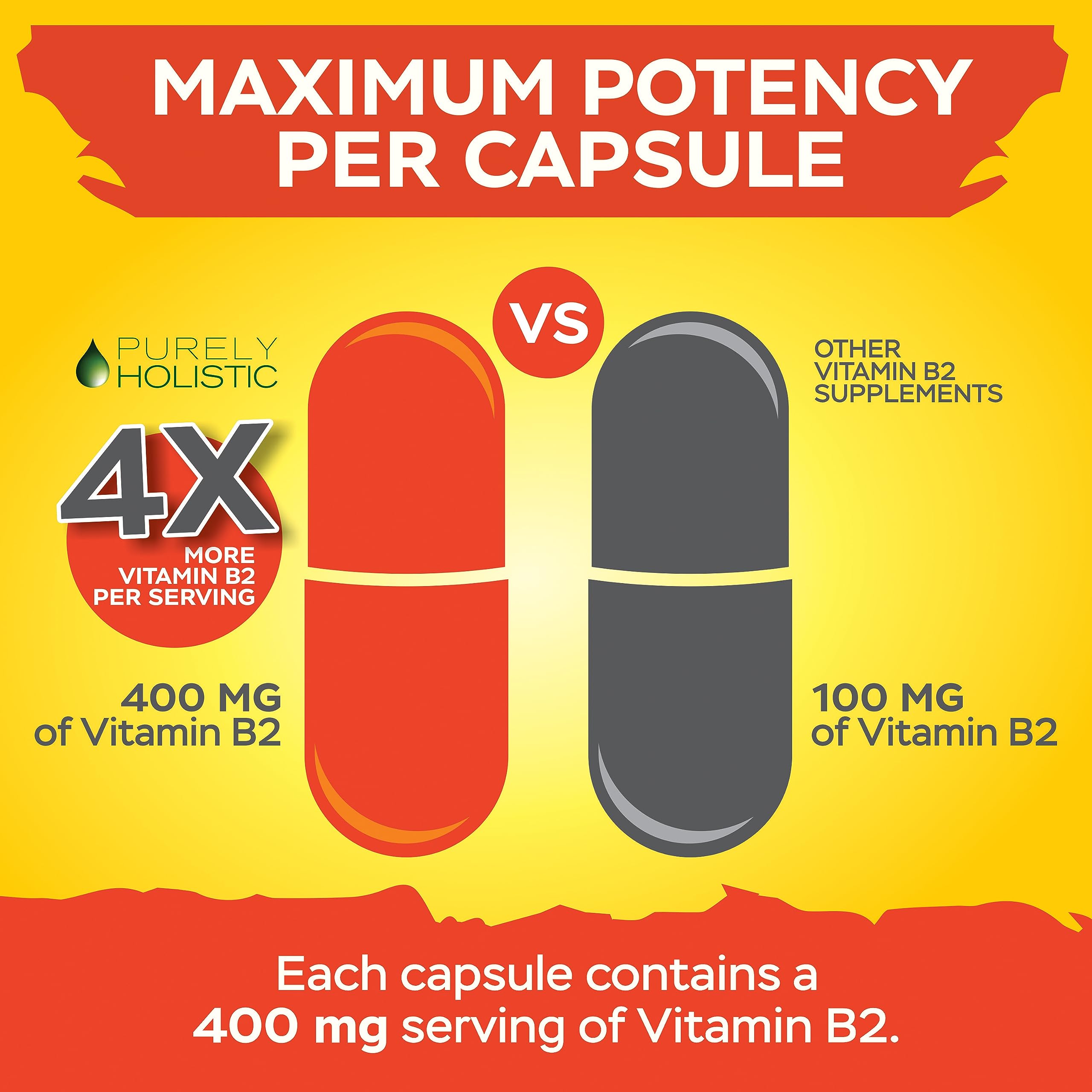 Purely Holistic B2 400mg label non GMO gluten free assurances