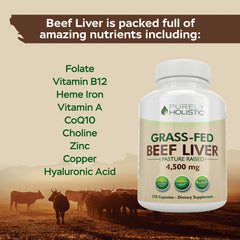 Purely Holistic beef liver capsules with vitamins A and B12 for daily support