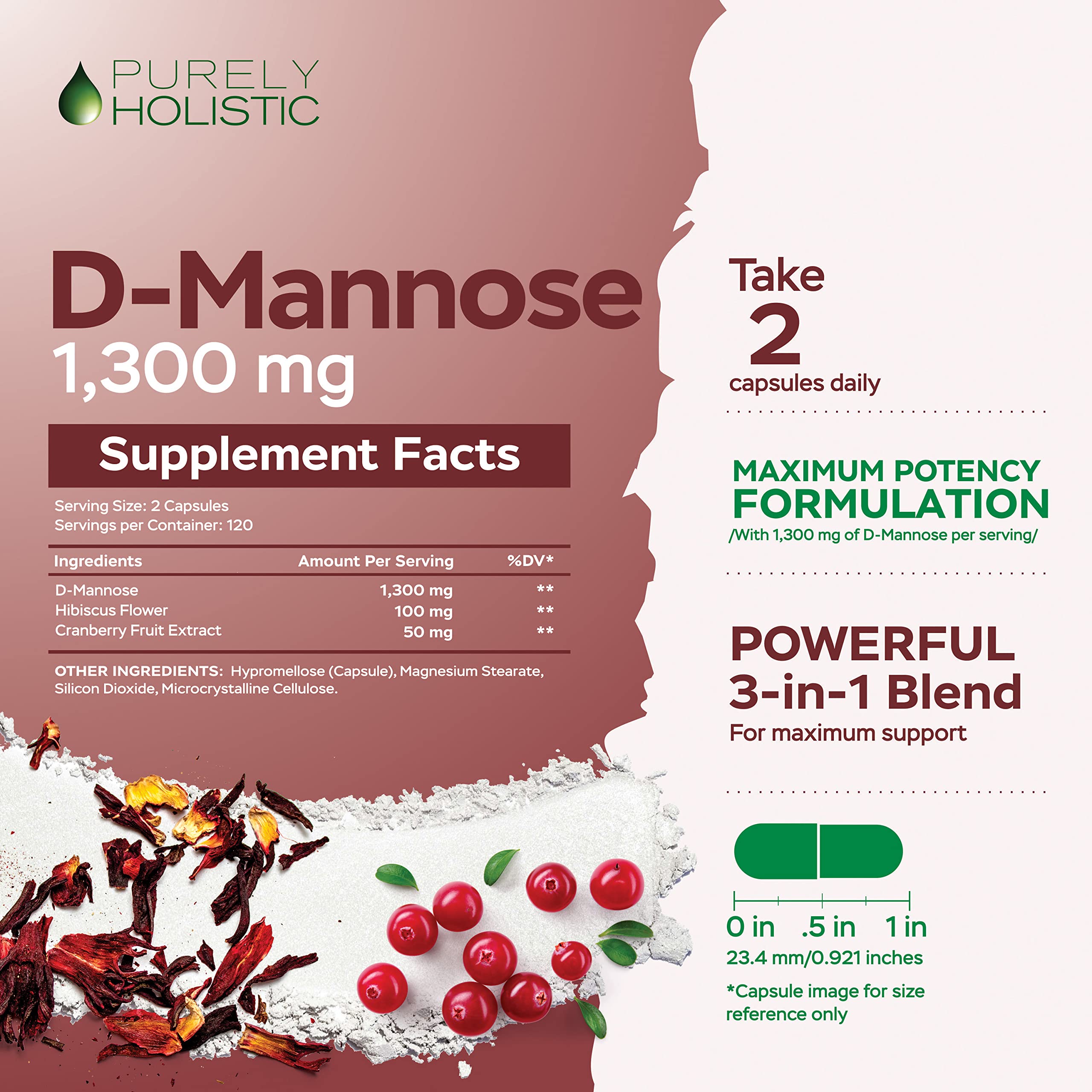 Purely Holistic D Mannose hibiscus extracts highlight natural blend for wellness