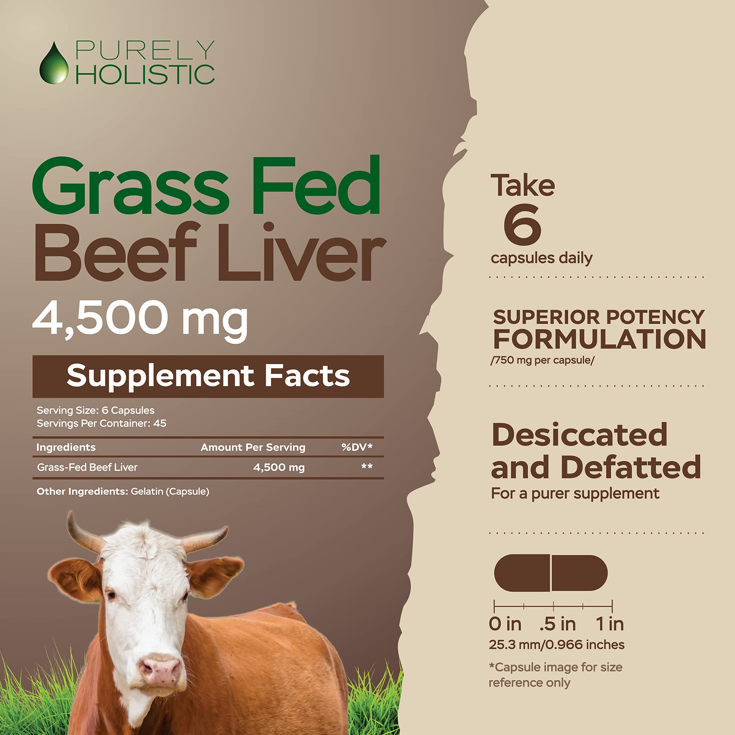 Purely Holistic grass-fed beef liver capsules pasture-raised in Argentina