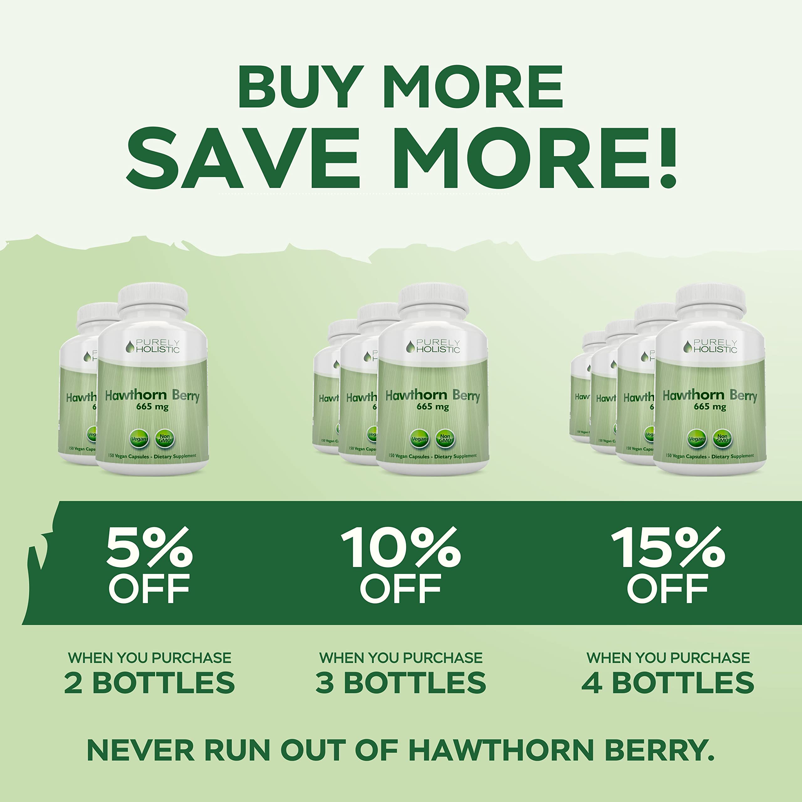 Purely Holistic Hawthorn Berry label notes no GMO or artificial additives.