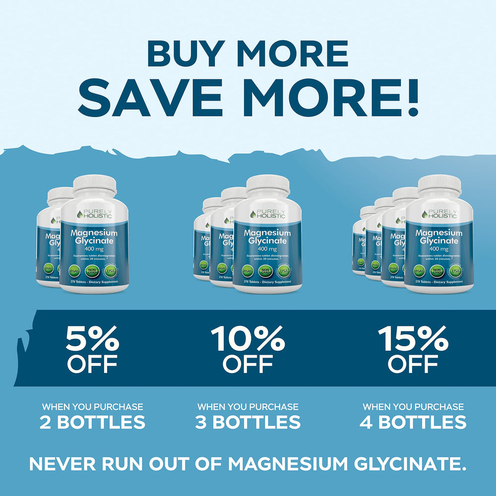 Purely Holistic Magnesium Glycinate made in USA, crafted to rigorous standards.