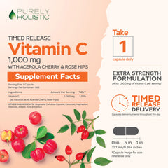 Capsules close-up from Purely Holistic Vitamin C highlight vegan formula.