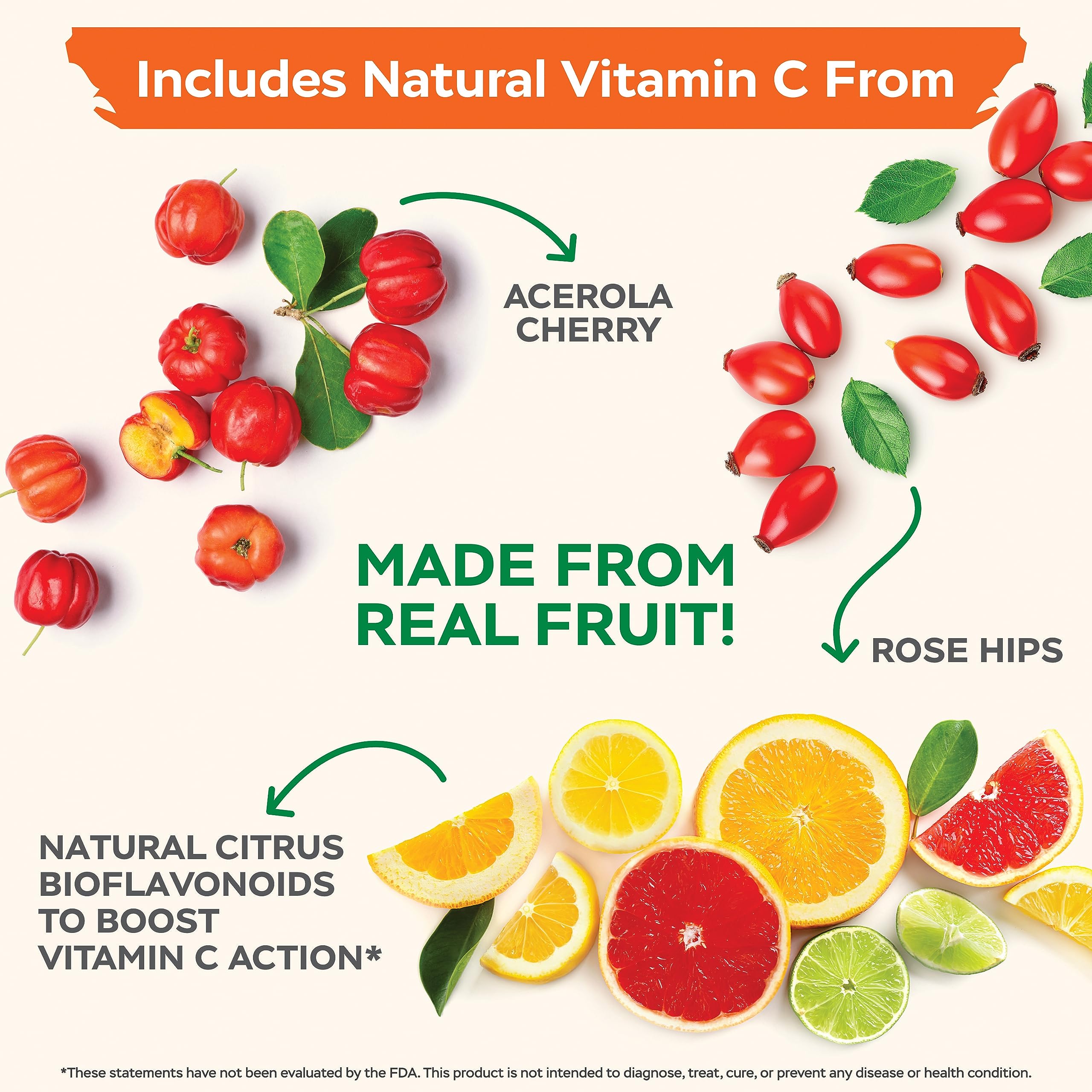 Rosehip Acerola blend icon on Purely Holistic Vitamin C label.