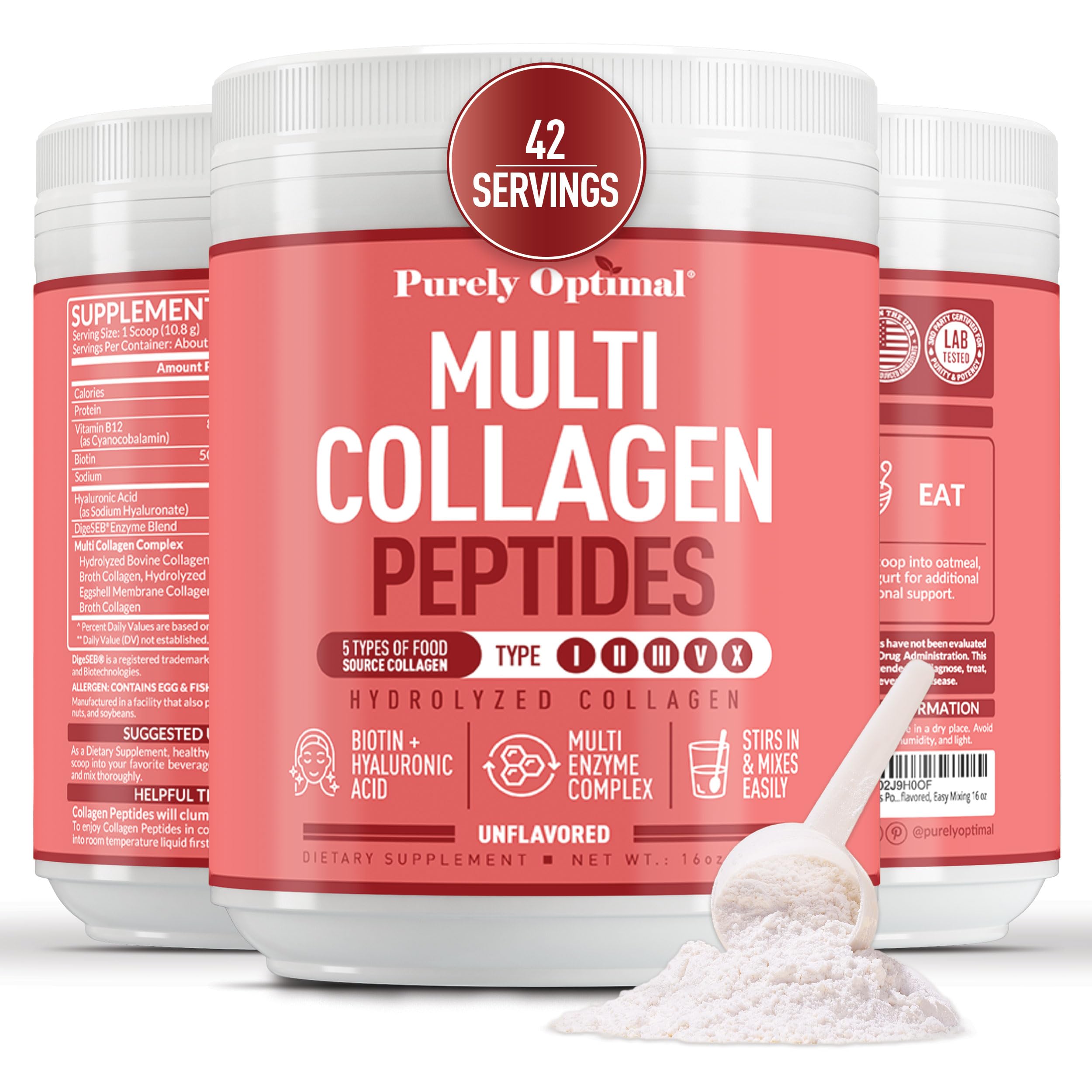 Purely Optimal collagen bottle pour for daily hair, skin, and nail support
