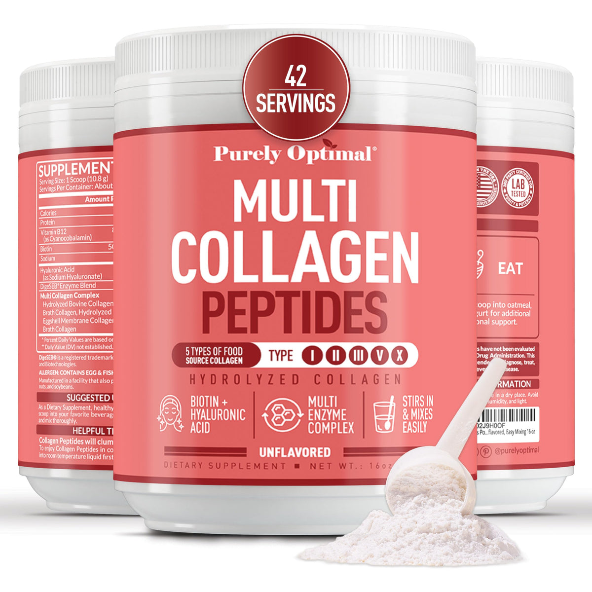 Purely Optimal collagen bottle pour for daily hair, skin, and nail support