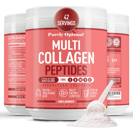 Purely Optimal collagen bottle pour for daily hair, skin, and nail support