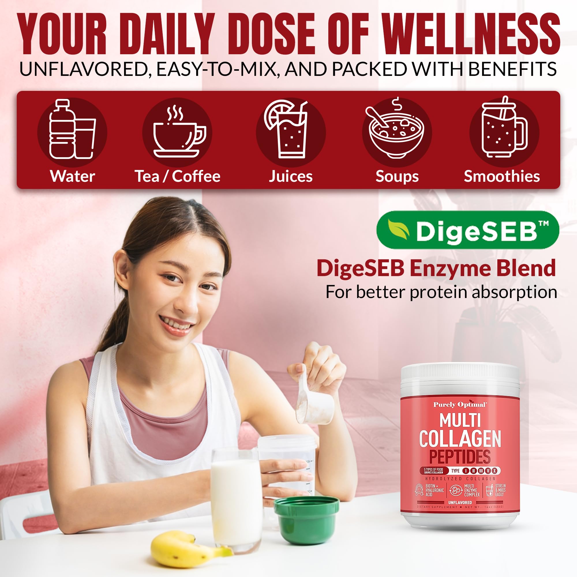 Purely Optimal collagen powder ingredients list and premium sources