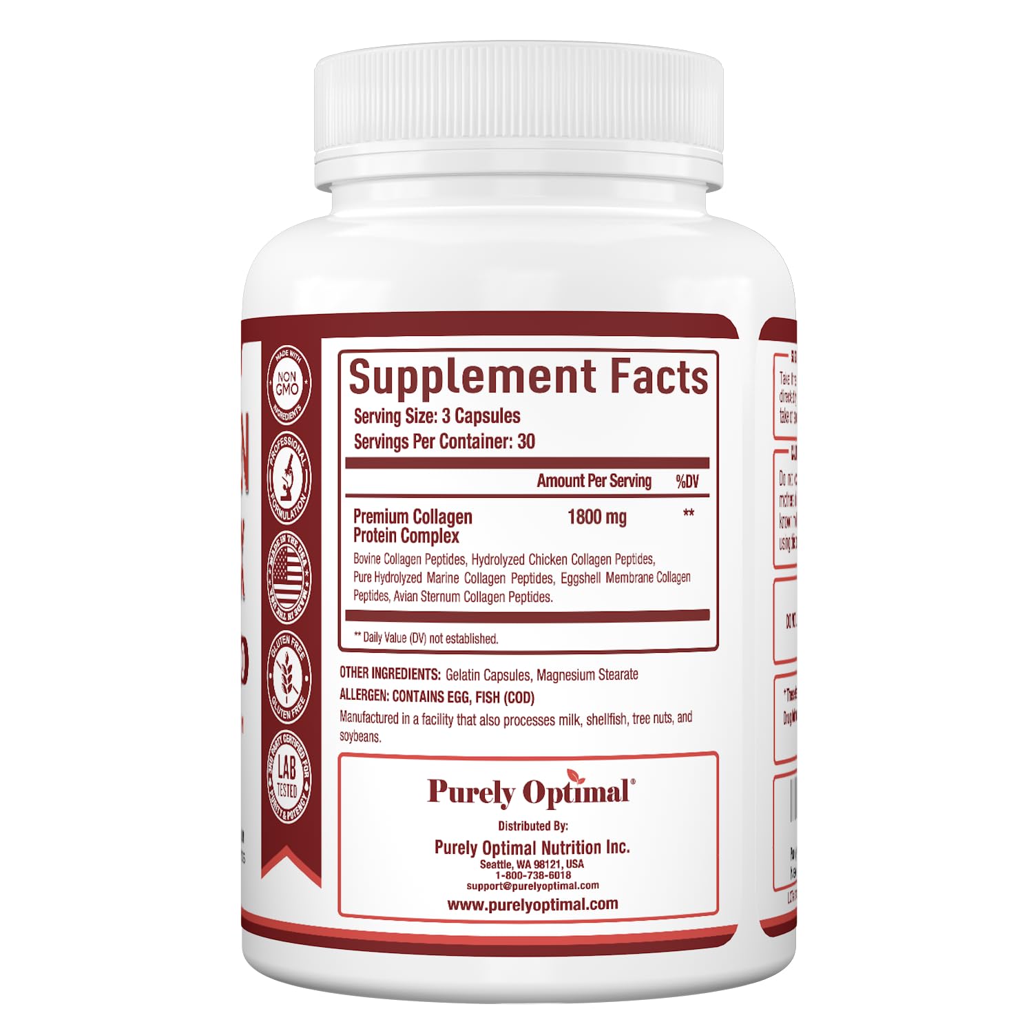 Purely Optimal digestive health depiction hints at gut comfort with regular supplementation.