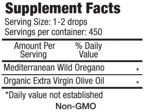 Purely Wild oregano oil dropper close-up emphasizes potency and dosing.