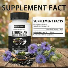 Purelynutrient Ethiopian black seed oil capsules designed for easy daily use and energy.