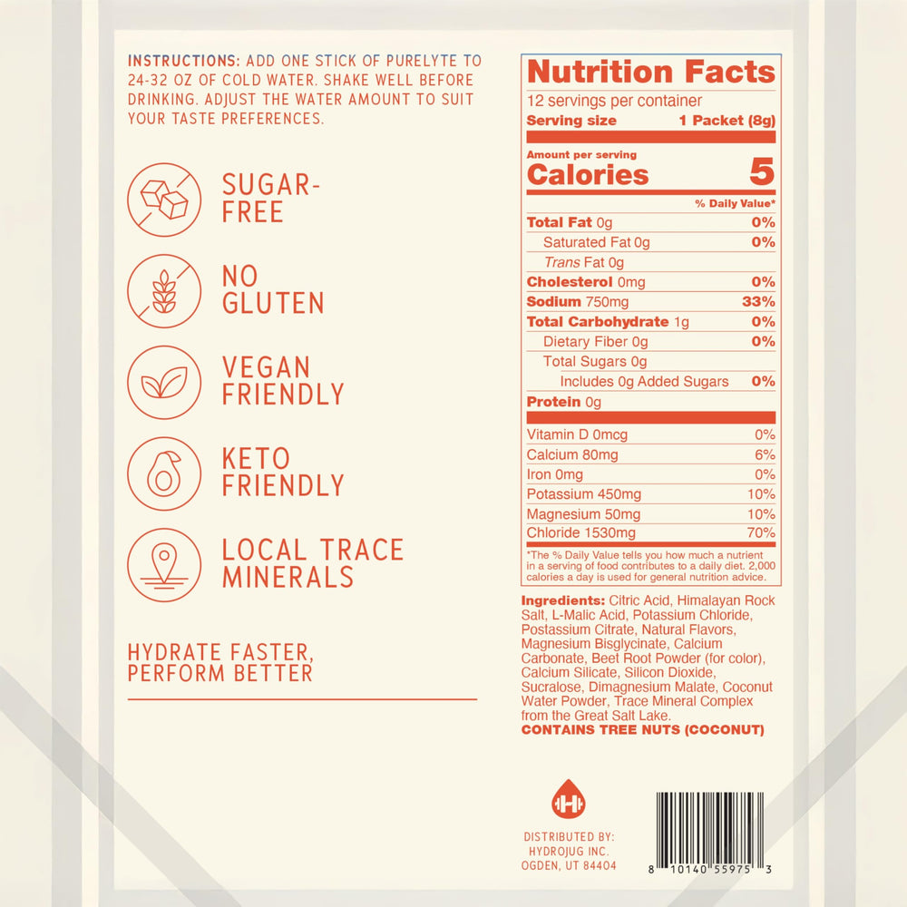Purelyte Electrolyte Drink Mix lemon lime, ideal daily hydration on the go.