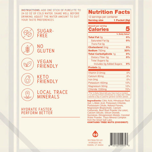 Purelyte Electrolyte Drink Mix lemon lime, ideal daily hydration on the go.