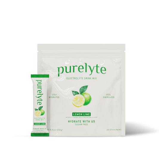 Purelyte lemon-lime sticks ready for fast on-the-go hydration.