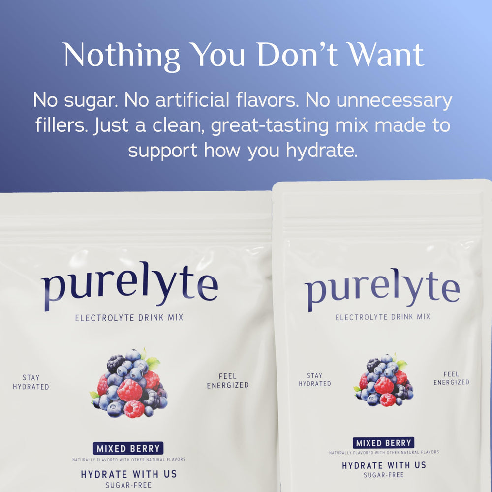 Purelyte Electrolyte Packet travel usage for easy hydration on the road.
